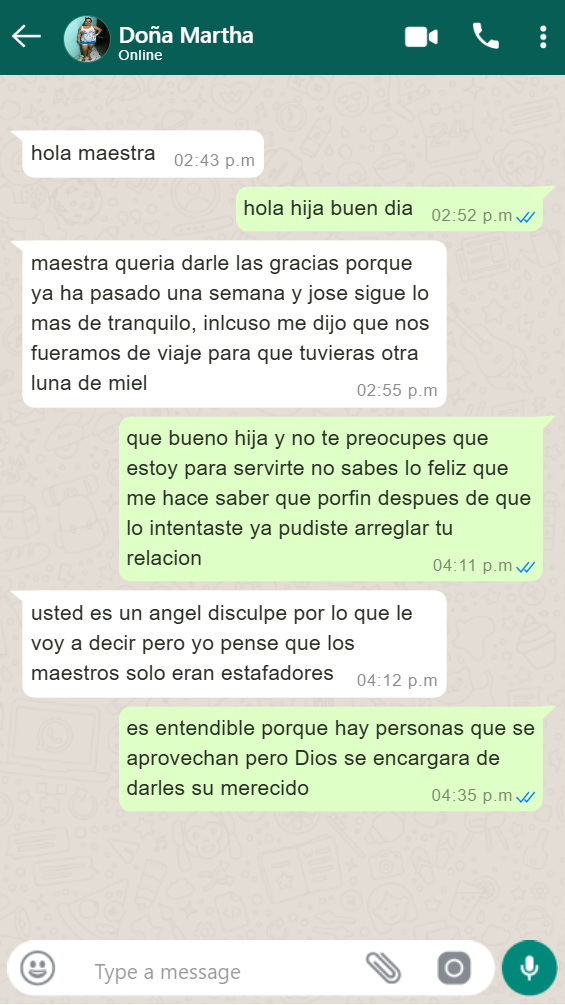 Testimonio de ritual de endulzamiento